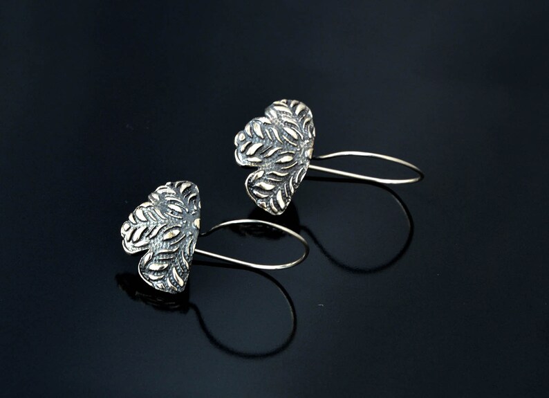 Metalsmith Jewelry Contemporary Vintage Rustic Hand Forged Metal Vintage Silver Earrings Long Silver Earrings Big Bohemian Earrings