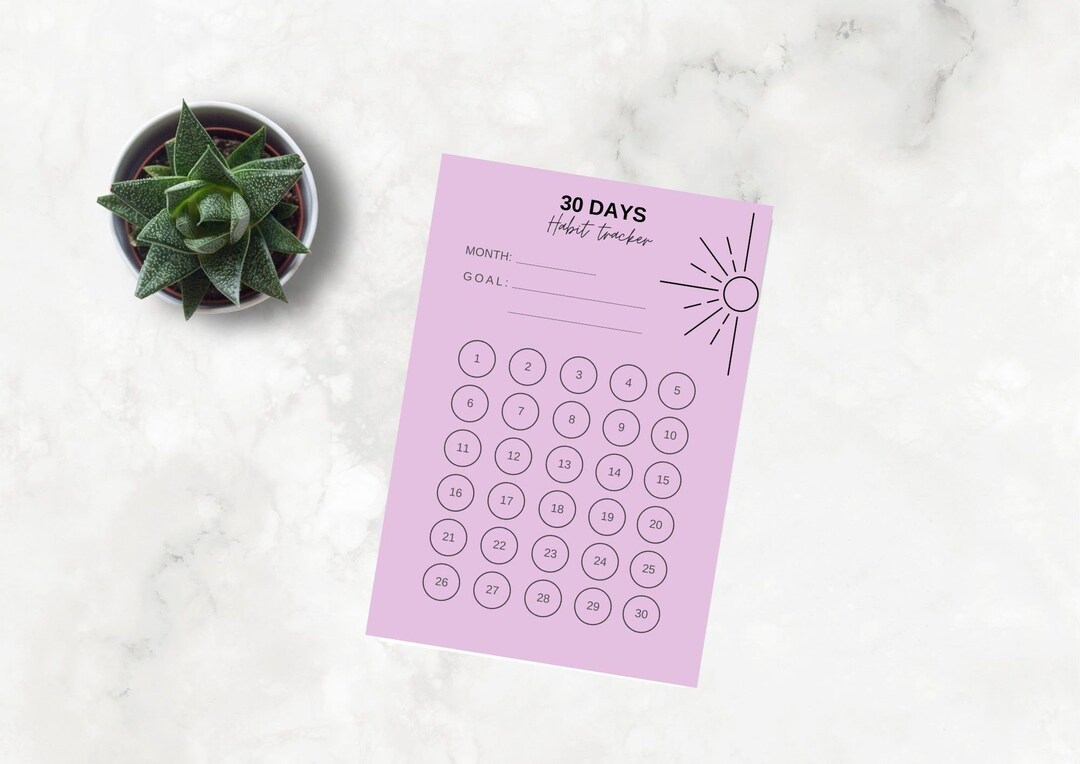 Habit Tracker Printable, Habit Challenge Digital, Goal Planner, 30 Day ...