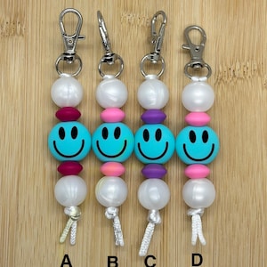 Silicone Bead Zipper Pull: Smiley Face-assorted options!