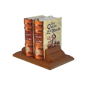 miniatuurboeken Don Quijote de la Mancha set I y II español con estante madera