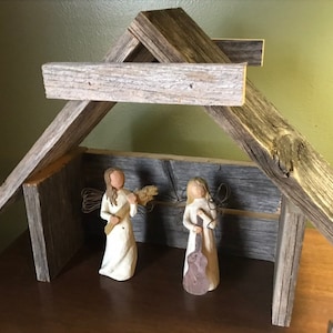 Nativity Stable Manger Rustic Wooden Stable Manger Weathered Crèche FREE FAST SHIPPING