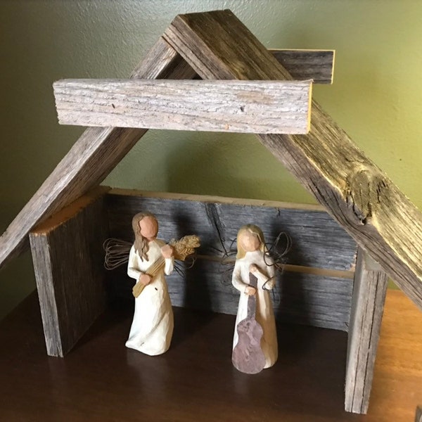 Rustic Wooden Stable Manger Weathered Nativity Crèche FREE FAST SHIPPING