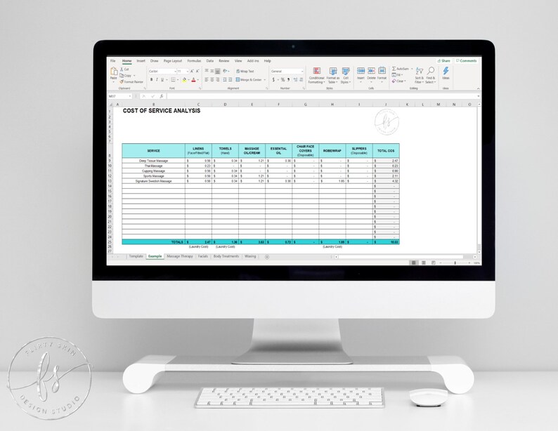 Cost of Service Analysis Breakdown Cost of Spa Services Setting Up A Spa and Salon Spa Salon Excel Spreadsheet Editable Form image 3