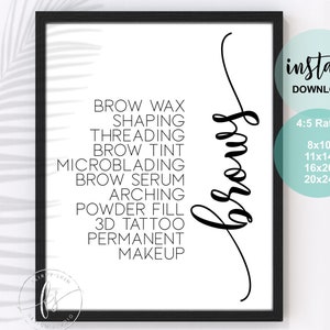 BROWS Esthetician Decor Spa Quote Salon Quote Spa Salon Skin Care Waxing Quote Brows Eyebrows Microblading Threading image 1