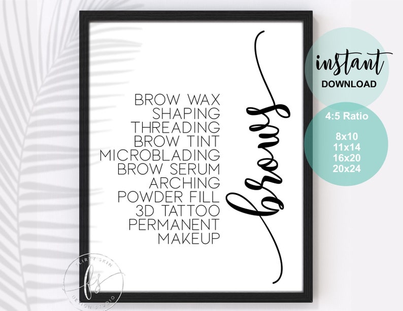 BROWS Esthetician Decor Spa Quote Salon Quote Spa Salon Skin Care Waxing Quote Brows Eyebrows Microblading Threading image 1