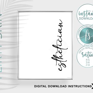Esthetician | Esthetician Décor | Script Word Art | Spa Quote | Salon Quote | Spa | Salon | Skin Care Quote | Beauty Quote | Medical Spa