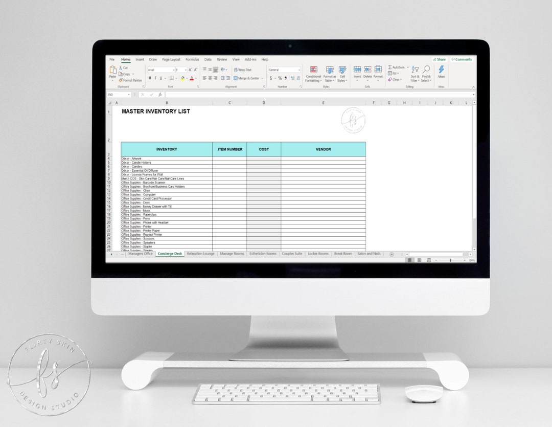Master Inventory List | Inventory | Operating Supplies | Spa | Salon ...