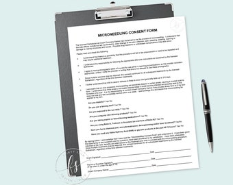Microneedling Consent Form | Spa | Salon | Esthetician | Aesthetician | Medical Spa | Consent Form | Business Forms | Editable Form
