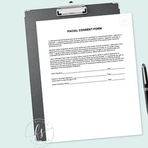 Facial Consent Form | Spa | Salon | Medical Spa | Day Spa | Esthetician | Aesthetician | Editable Form