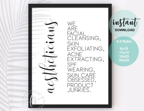 Aestheticians | Esthetician Decor | Spa Quote | Salon Quote | Spa | Salon | Skin Care Quote | Beauty Quote | Medical Spa | Print | Skin Care