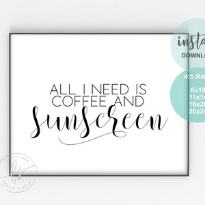 Allt jag behöver är kaffe och solskyddsmedel | Spa-inredning | Salongsdekor | Skönhetscitat | Esthetikerinredning | Spa | Salong | Solskyddsmedel | Solskyddsmedel