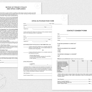 Privacy Policy and HIPAA Compliance | HIPAA Authorization Form | Contact Consent Form | Spa | Massage Therapist | Esthetician | Client Forms