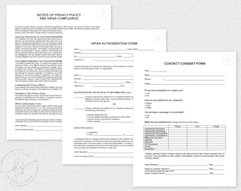 Privacy Policy and HIPAA Compliance | HIPAA Authorization Form | Contact Consent Form | Spa | Massage Therapist | Esthetician | Client Forms