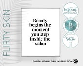 Beauty Begins The Moment You Step Inside The Salon | Spa Décor | Spa Quote | Esthetician Décor | Beauty Quote | Spa | Salon | Hair Salon