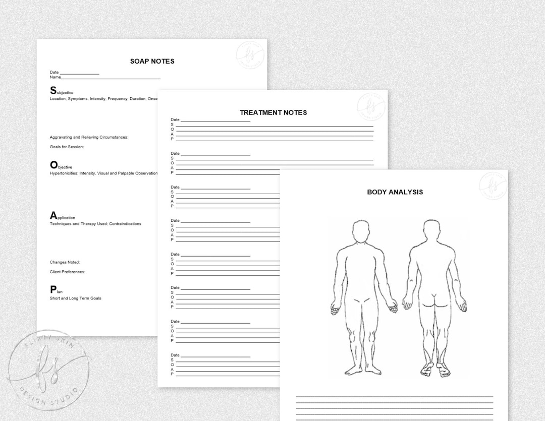 SOAP Notes Form Massage Therapist Spa Medical Spa Day Spa Client Form Client Note Business Forms