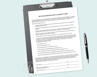 Mikrodermabrasion Einverständniserklärung | Spa | Salon | Kosmetikerin | Kosmetikerin | Medizinisches Spa | Einverständniserklärung | Geschäftsformulare | Bearbeitbare Form