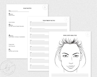 SOAP Notes Form | Esthetician | Aesthetician | Skin Care Specialist | Nurse | Spa | Medical Spa | Client Form | Client Note | Editable Forms