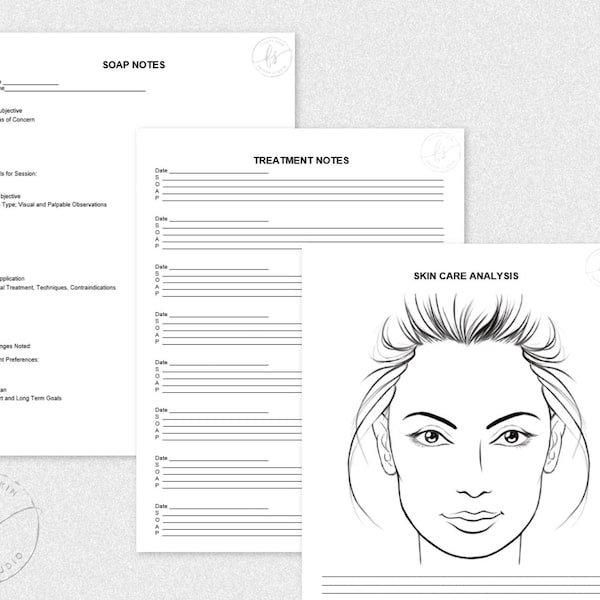 SOAP Notes Form | Esthetician | Aesthetician | Skin Care Specialist | Nurse | Spa | Medical Spa | Client Form | Client Note | Editable Forms