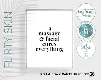 A Massage and Facial Cures Everything | Massage Décor | Spa Quote | Spa | Salon | Massage Quote | Beauty Quote | Spa Décor | Facial Quote