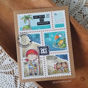 Cartolina postale Avventura, cartolina Pirata, compleanno