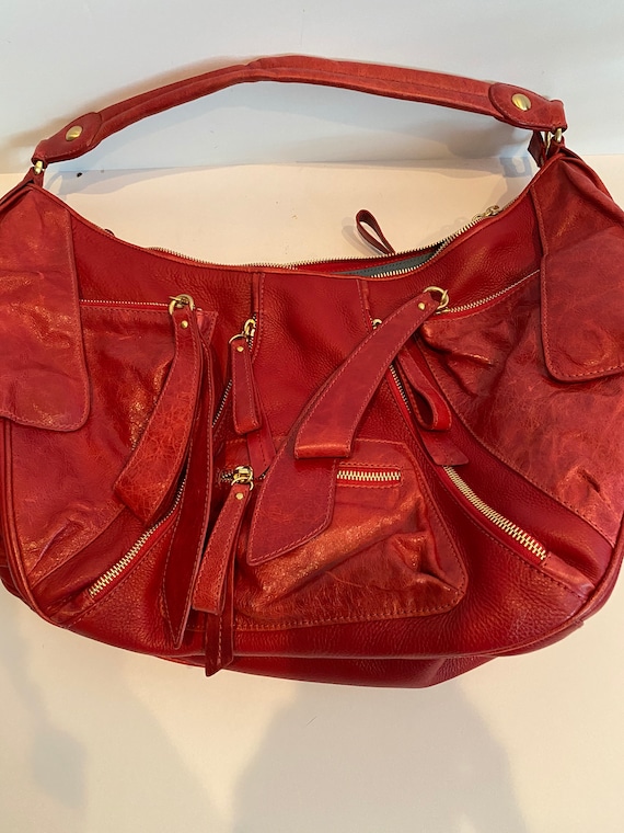 Isabel Fiore Red Leather Hobo Bag - image 1