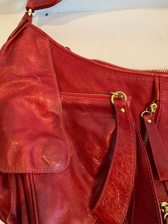 Isabel Fiore Red Leather Hobo Bag - image 2