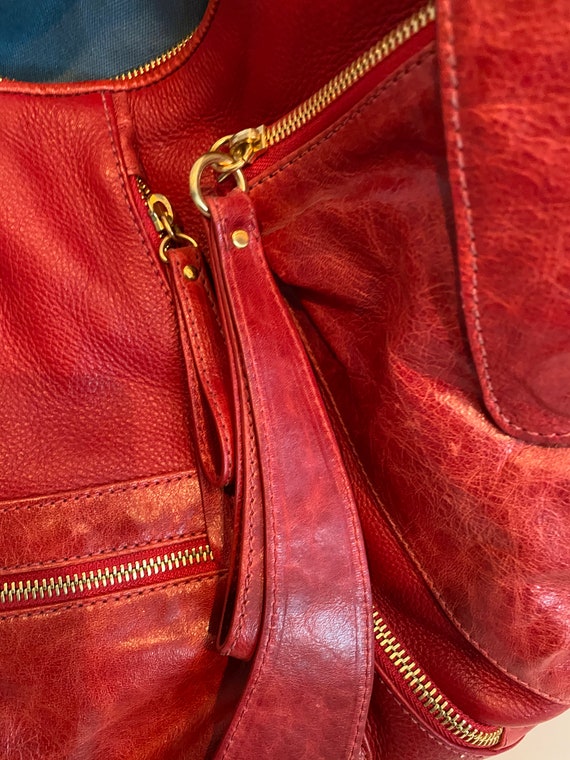 Isabel Fiore Red Leather Hobo Bag - image 9