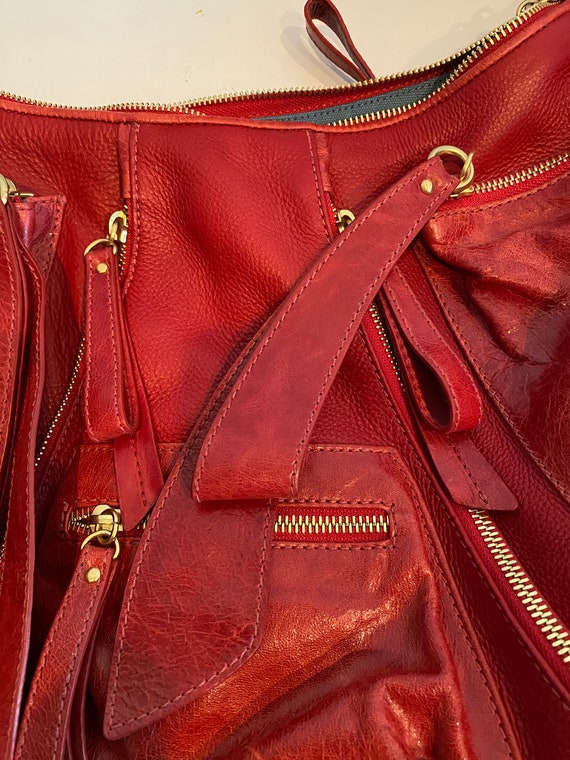 Isabel Fiore Red Leather Hobo Bag - image 3