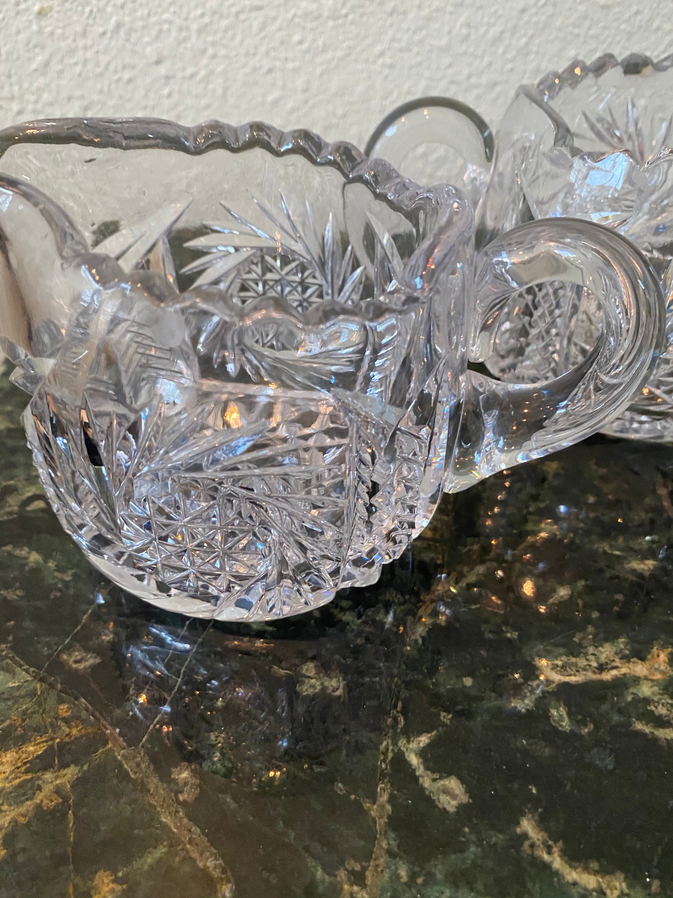 Vintage Leaded Crystal Cream and Sugar Set Etsy