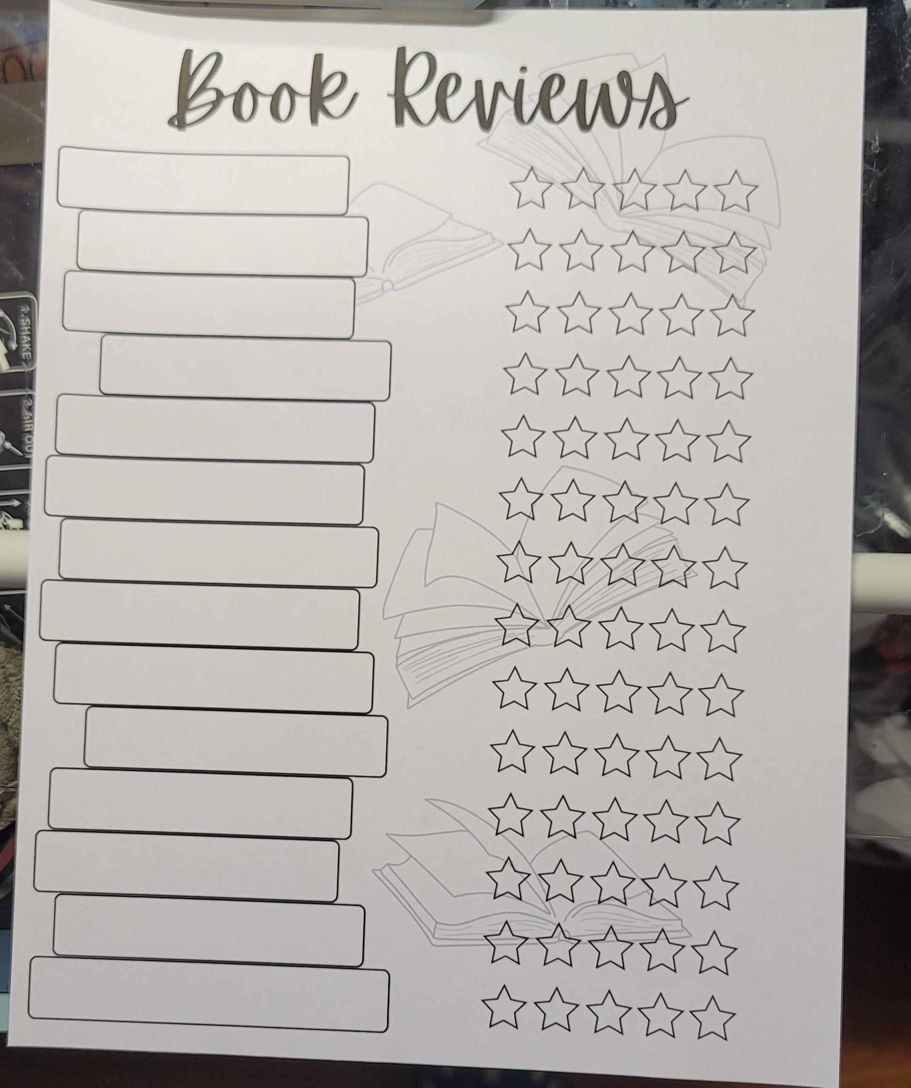 Book Reviews Tracker Printable – Reading Log Template (digital Download ...
