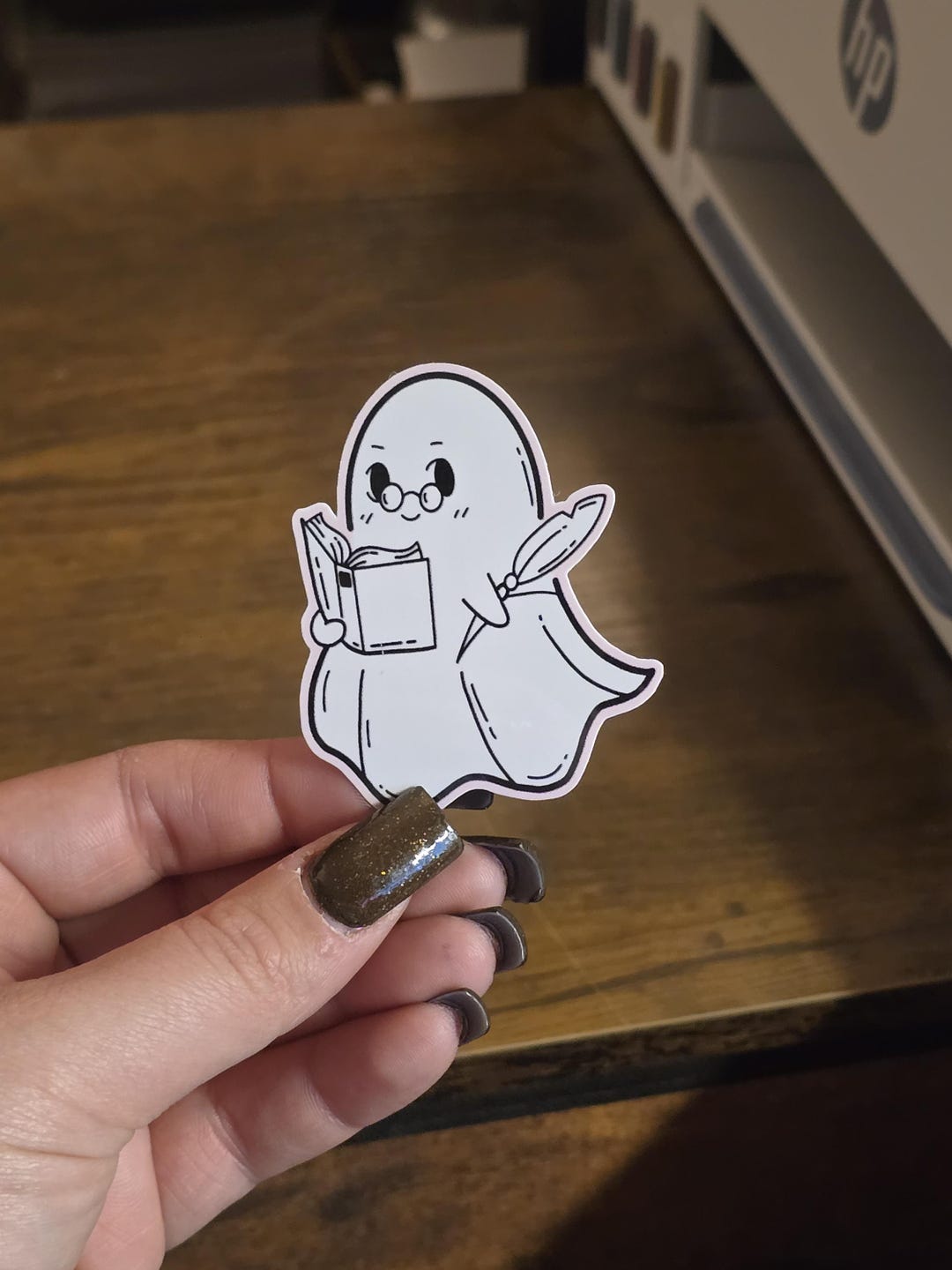 Ghost Reading Book Glossy Vinyl Sticker (2" X 2.5") - Etsy