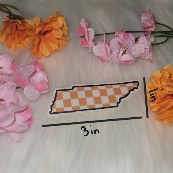 Orange and white checkerboard Tennessee sticker! 3x1