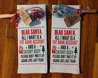 Kitchen Towel Christmas gift set with a red or green Whisk with kisses inside. Very cute and festive.