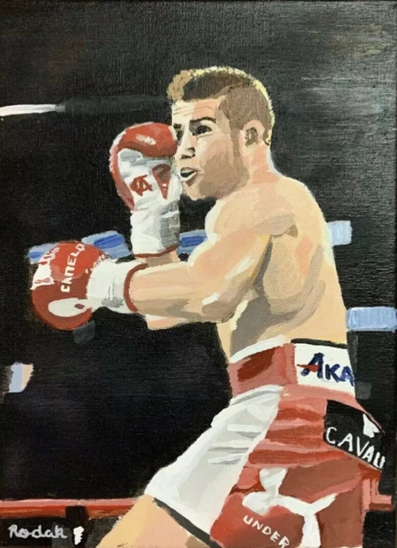 Canelo Alvarez Original Acrylic Painting On Canvas 9\u2019\u2019 X 12\u2019\u2019