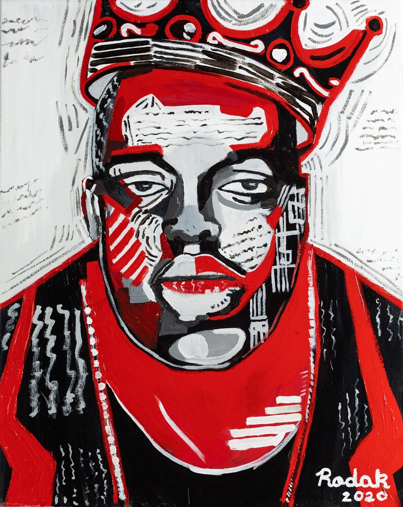 FRAMED BIGGIE Original Acrylic Painting PRINT 8\u2019\u2019 x 10\u2019\u2019