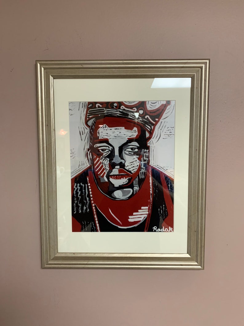 FRAMED BIGGIE Original Acrylic Painting PRINT 8\u2019\u2019 x 10\u2019\u2019