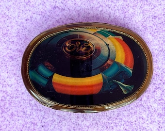 Hebilla de cinturón vintage de ELO Spaceship de 1977 / Recuerdos con licencia de Electric Light Orchestra de Pacifica MFG / Artículo de colección de conciertos a color