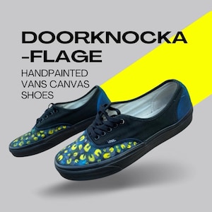 Custom Painted Pattern Vans &quot;&quot;DoorknockaFlage&quot;&quot; Freizeitschuhe Herren9.5 Wmn11.&quot;