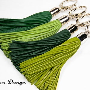 Leather tassel 18 cm (7 inch) leather pendant tassel leather fringe pompom pom pom nappa leather bag pendant charm greyhound collar chain pendant