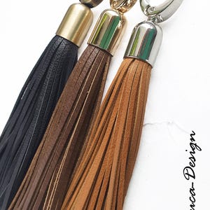 Leather tassel approx. 18 cm leather pendant tassel leather fringe bobble pompom nappa leather bag pendant charm greyhound collar chain pendant
