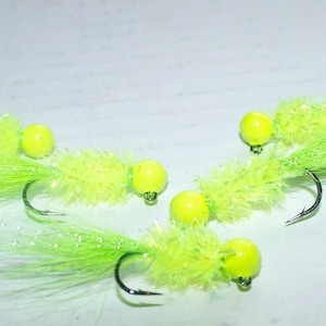 5pk Chartreuse Bucktail Crappie Jigs