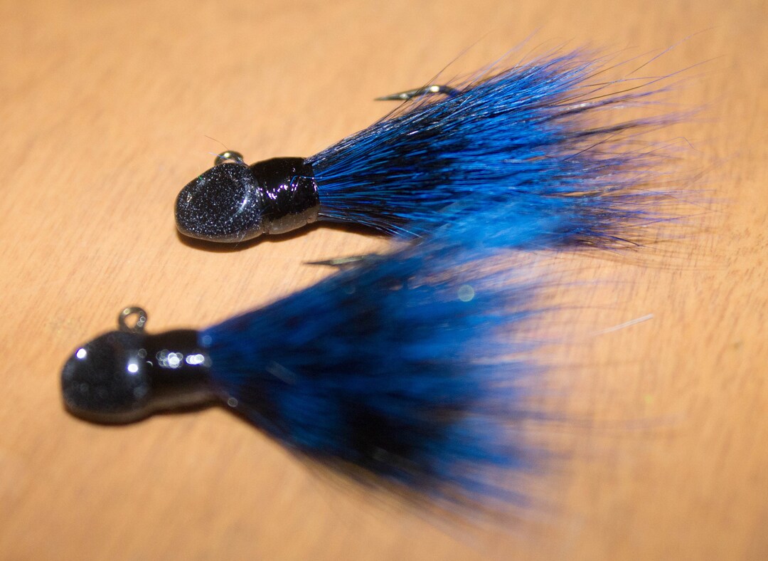 2pk 1/16 Oz. Blue & Black Squirrel Tail Crappie Jig Etsy