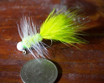 5pk  Chartreuse & White Crappie Jigs