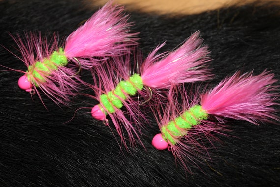 5pk Chartreuse & Pink Crappie Jigs 