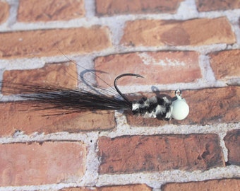 5pk Black & White Squirrel Tail Crappie Jigs