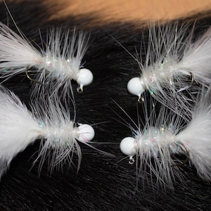 5pk White Wooly Bugger Crappie Jigs