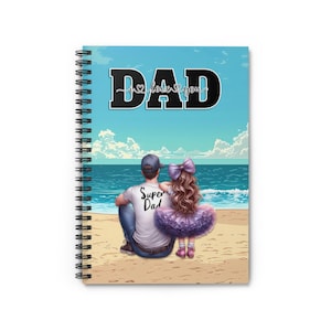 Carnet à spirales personnalisé pour papa - Ligne ligné - Joli cadeau de famille, journal pour la fête des pères, bloc-notes souvenir, joli cadeau pour papa et fille, super papa