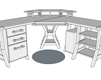 Plans & Build Guide For:kx Computer Desk Home Office / Gaming Desk