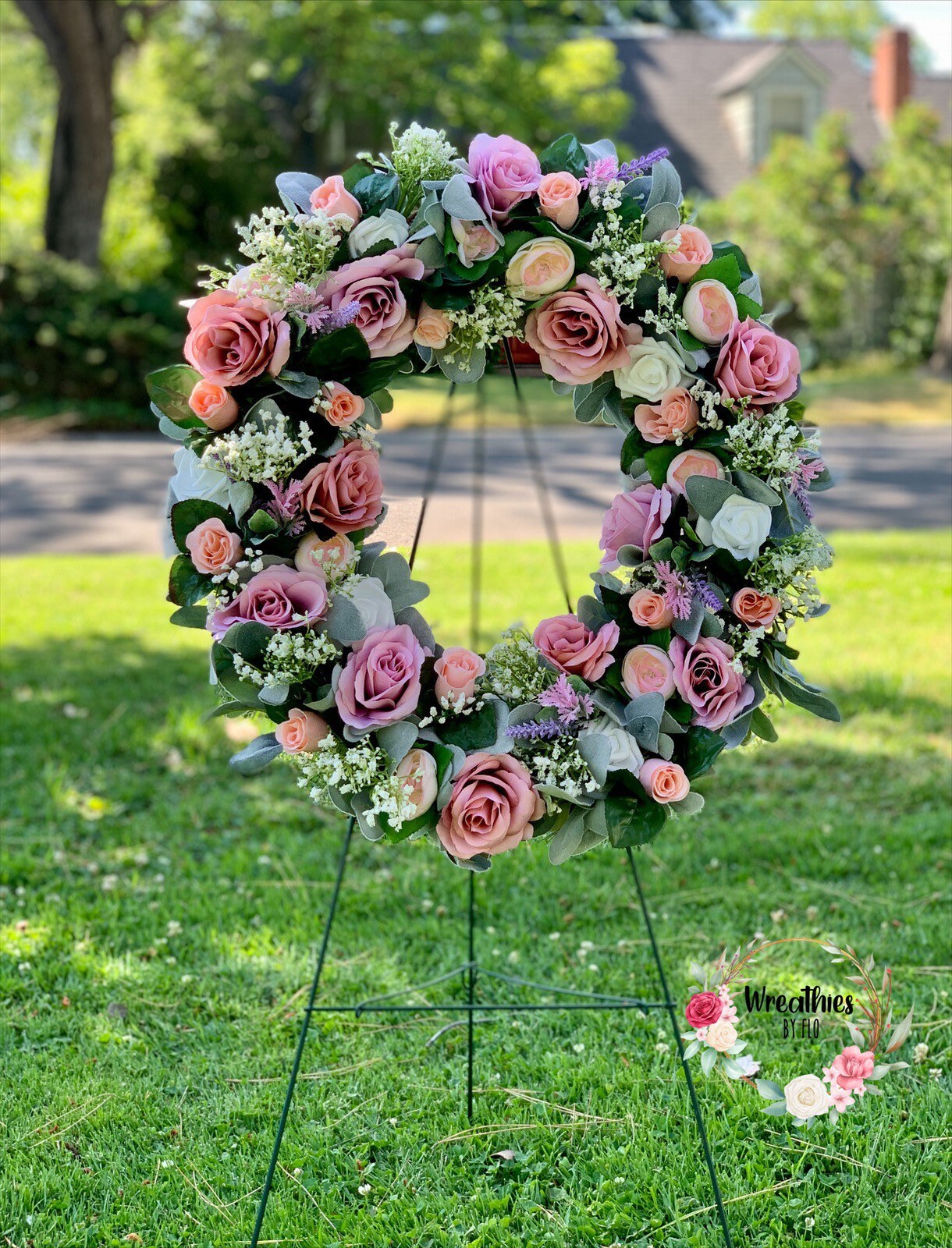 Lambs Ear and Rose Wreath for Front Door, Wreaths for Front Door Year ...