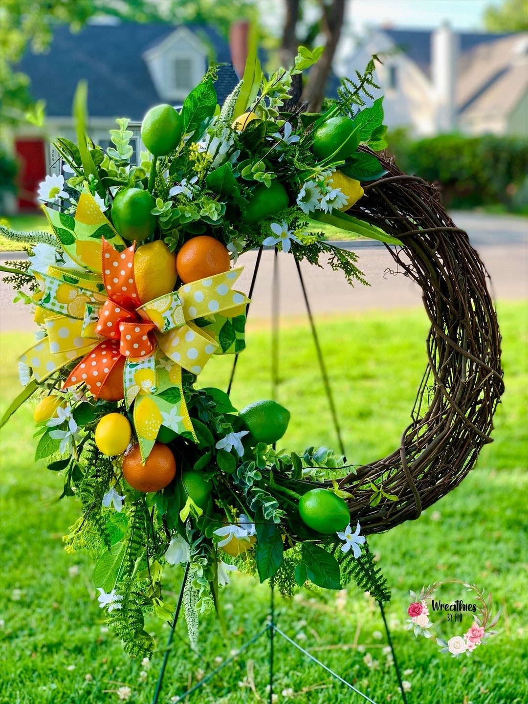 Couronne de citrons et baies Nearly Natural 24 pouces